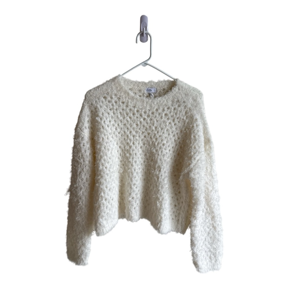 Nordstrom Ivory Fuzzy Crew Neck Sweater
